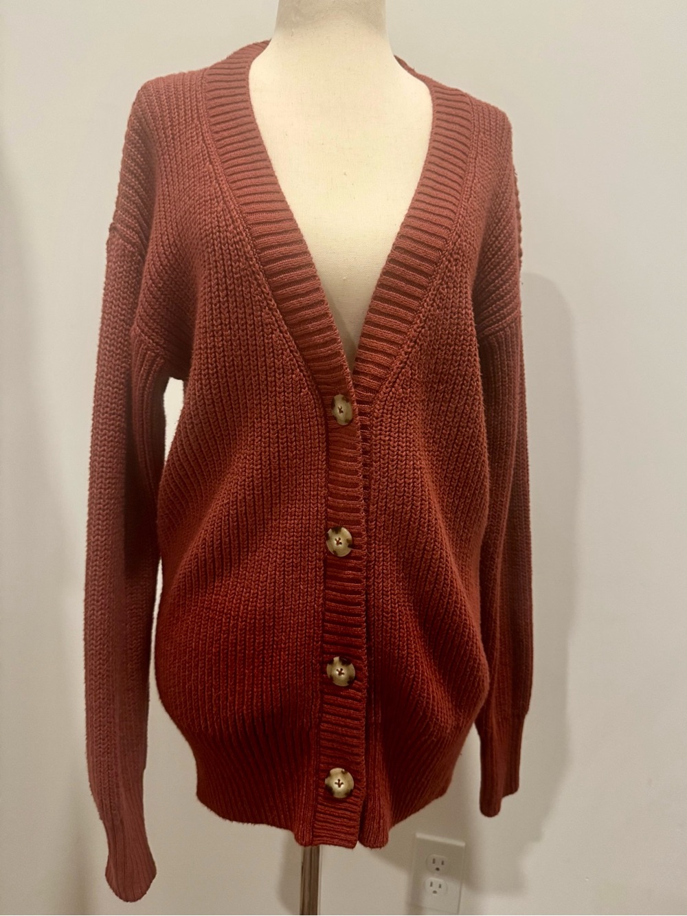 NWT Faherty Cozy Cotton Boyfriend Cardigan in Henna
